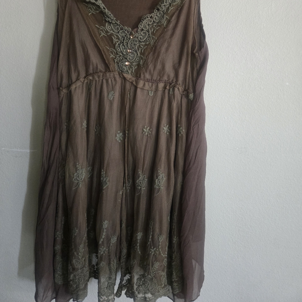 Pretty Angel Brown Dress with Lace Embroidery